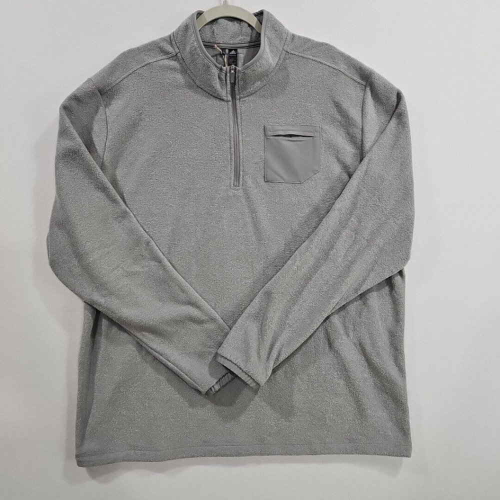 Adidas PrimeGreen Mens Size 2XL Gray 1/4 Zip Pocket Golf Pullover‎ Sweatshirt